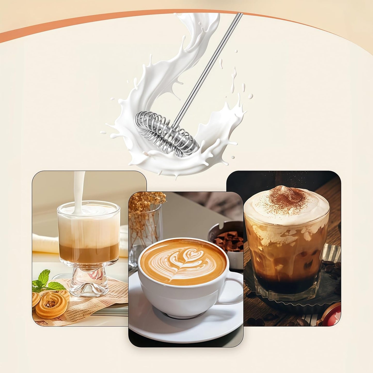Varita espumadora de leche Digead con soporte, batidor eléctrico recargable 3 velocidades, para capuchino, latte, matcha y huevo