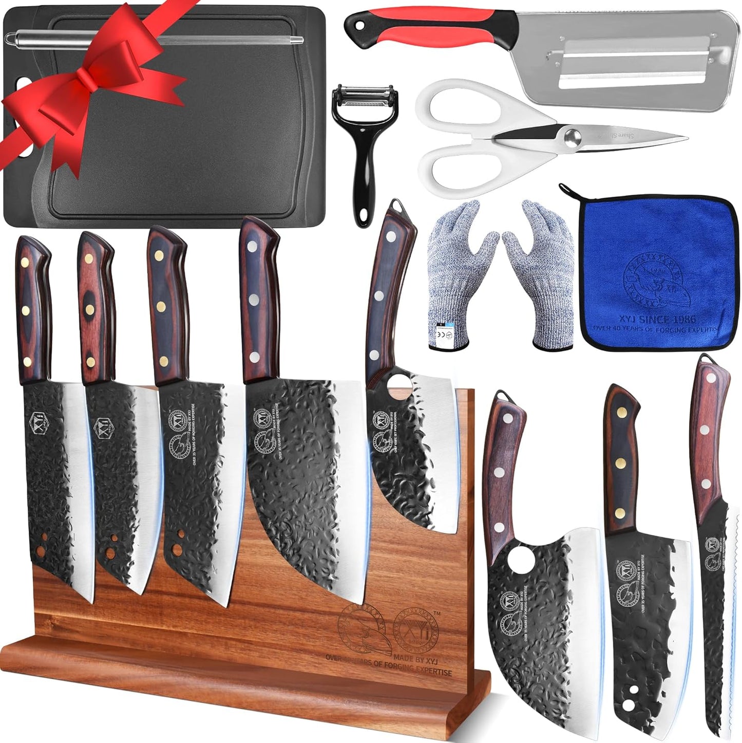 Juego cuchillos cocina completo con bloque magnético y accesorios