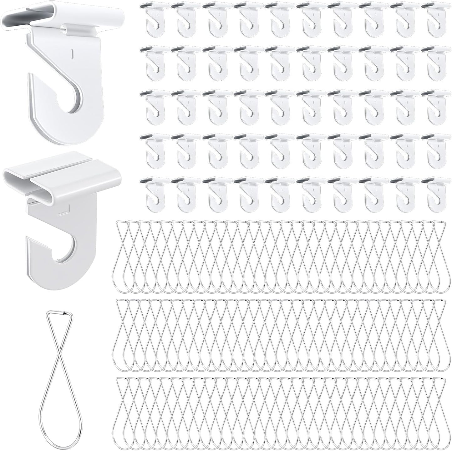 Set 120 ganchos techo blanco con 50 clips barra T