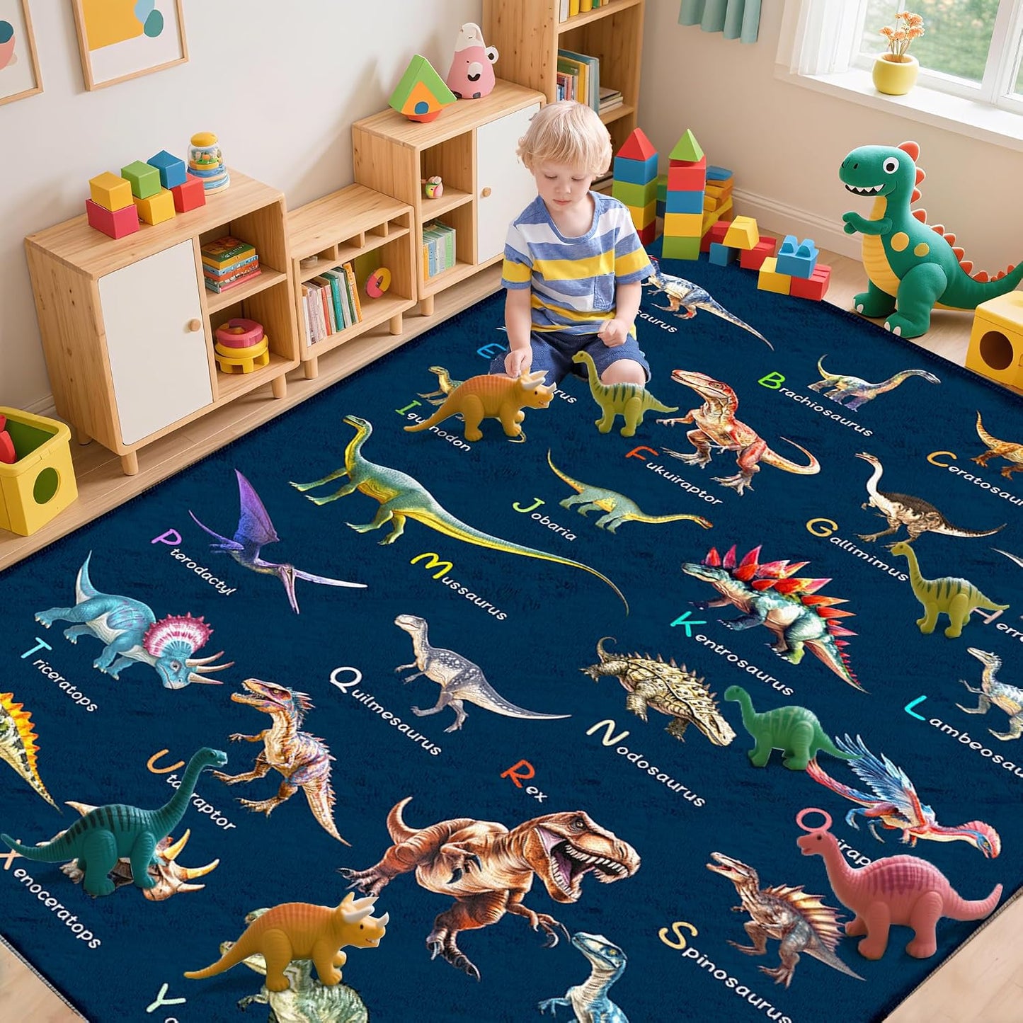 Alfombra dinosaurio 9x12ft educativa ABC suave antideslizante