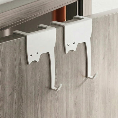 Ganchos decorativos puerta doble cara gato blanco sin taladro