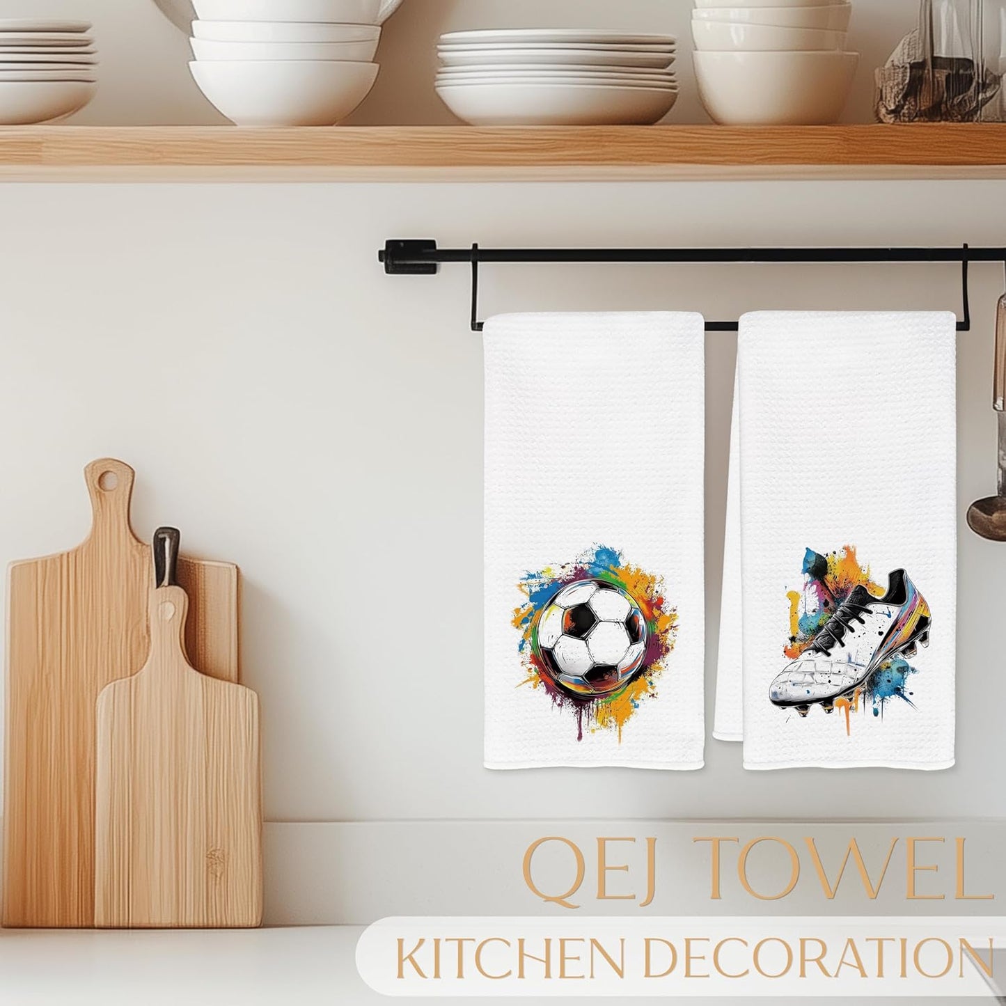 Toallas de cocina con balón de fútbol y zapatos, regalo para amantes del deporte