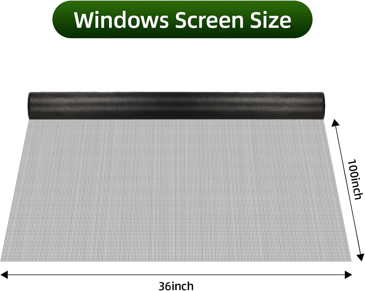 Malla ventana 36pulg x100ft reemplazo puerta duradera negro