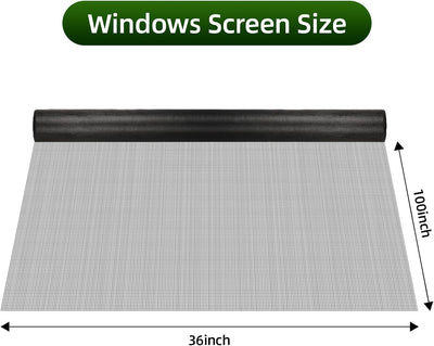 Malla ventana 36pulg x100ft reemplazo puerta duradera negro