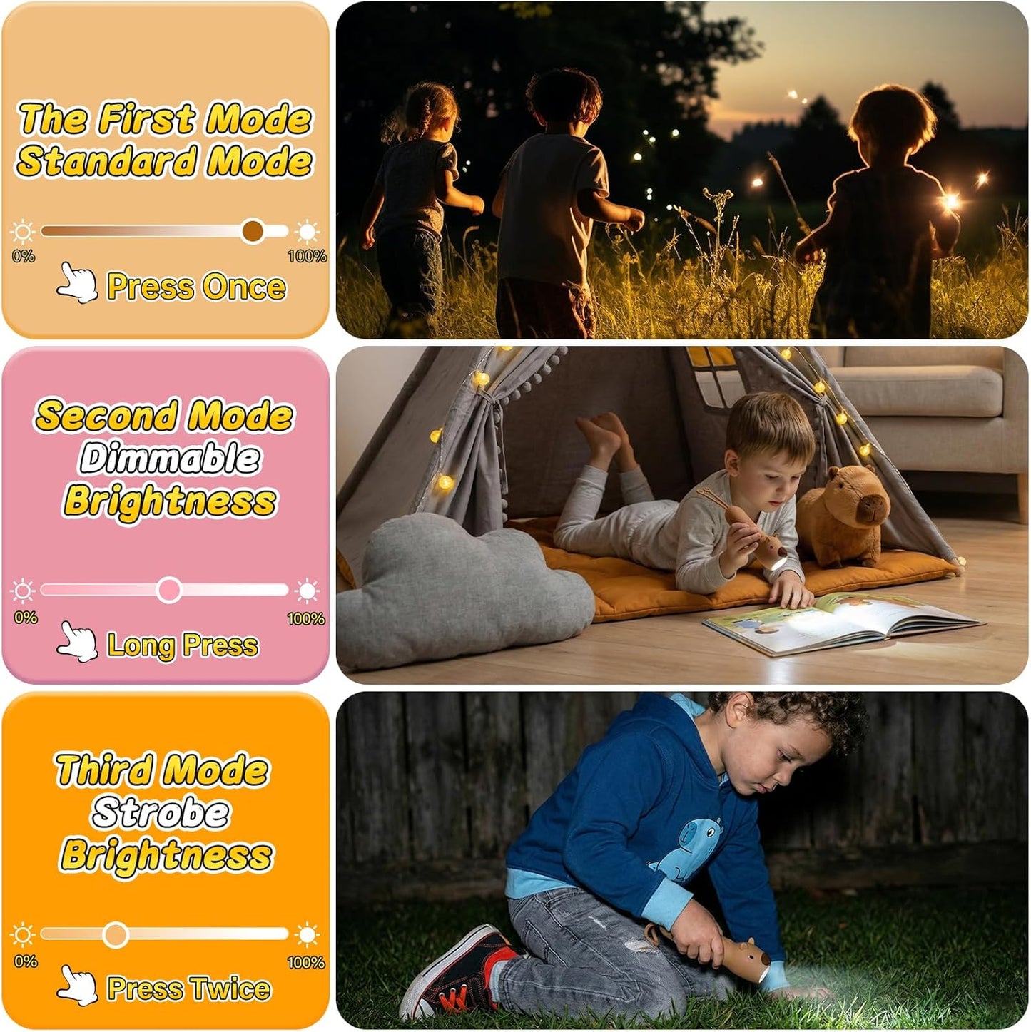 Linterna LED recargable para niños Capybara regalo Navidad