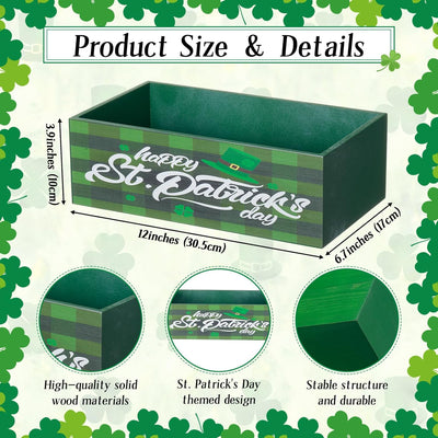 Cuenco de madera para dulces día de San Patricio trébol irlandés