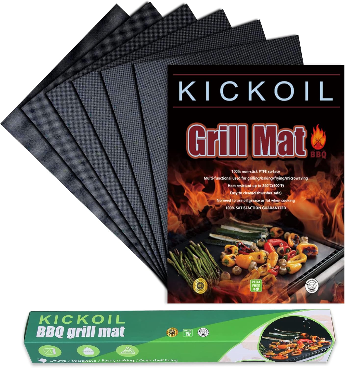 6 Alfombrillas parrilla al aire libre antiadherentes reutilizables