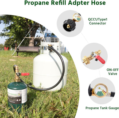 Adaptador propano 1lb con manguera 3ft medidor y válvula