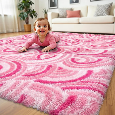 Alfombra esponjosa rosa para dormitorio niños 4x6ft antideslizante