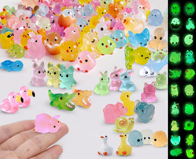100 Pzas Mini Animales Luminosos Resina para Jardín y Hogar