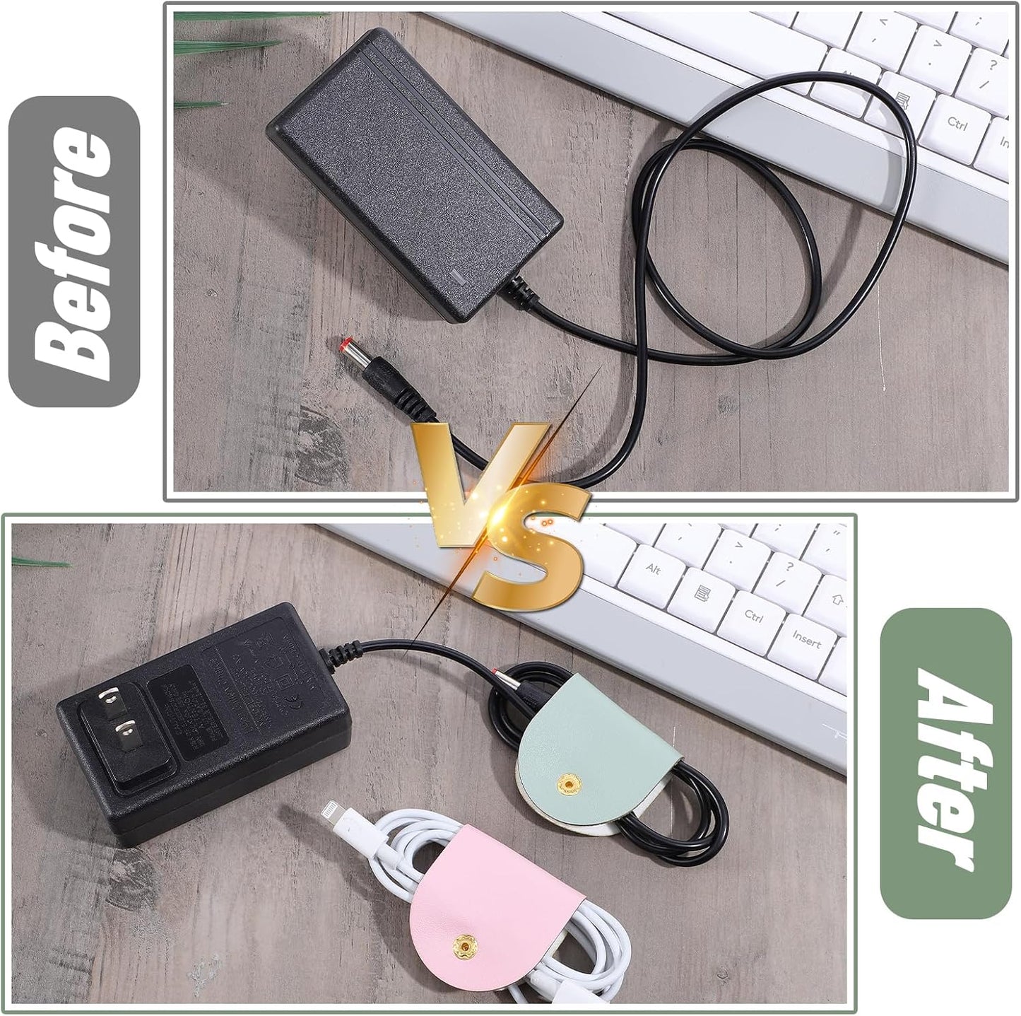 Organizador cables piel sintética reutilizable flexible