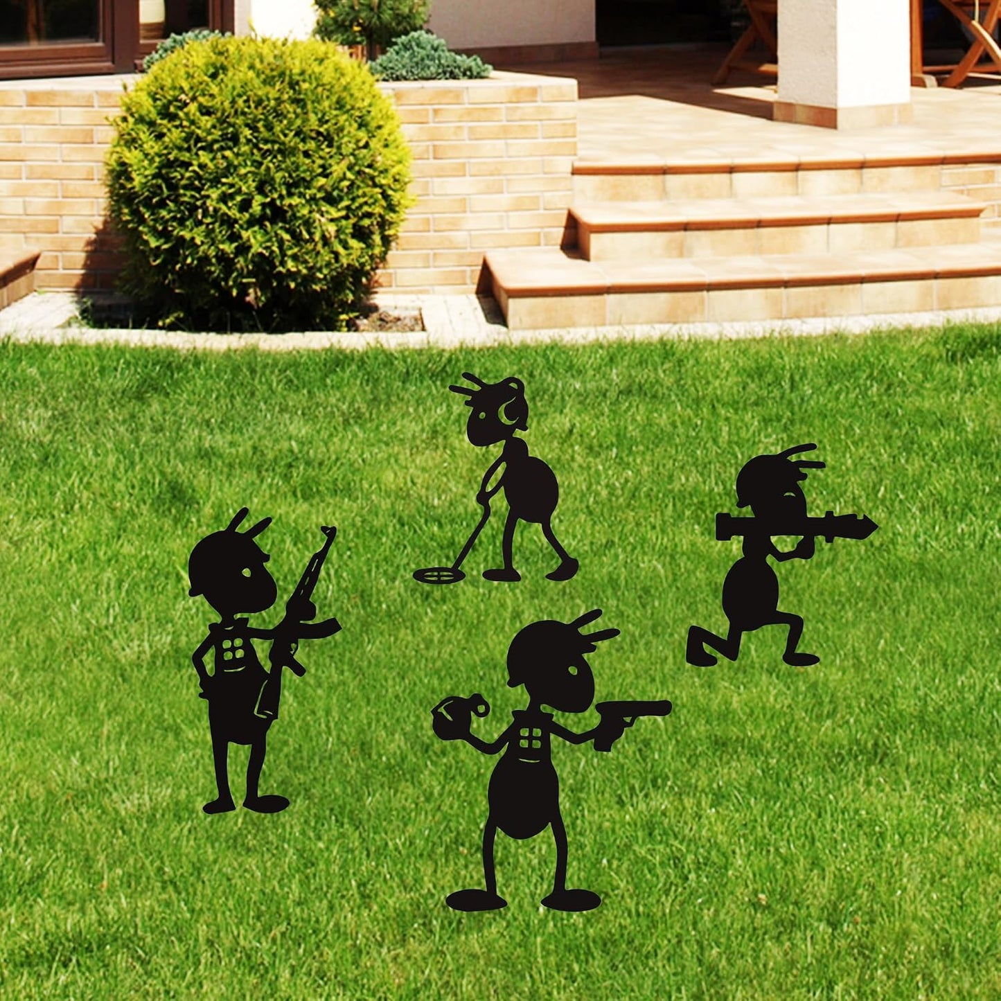 4 Pzas Decoración Jardín Metal Resistente Exteriores