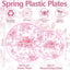 Jgo 400 cubiertos plástico dorado 60 platos rosa flor