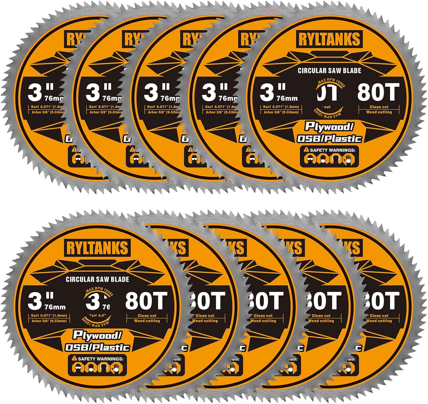 Hojas sierra circular 3pulg 80T para madera y plástico 10 Pzas