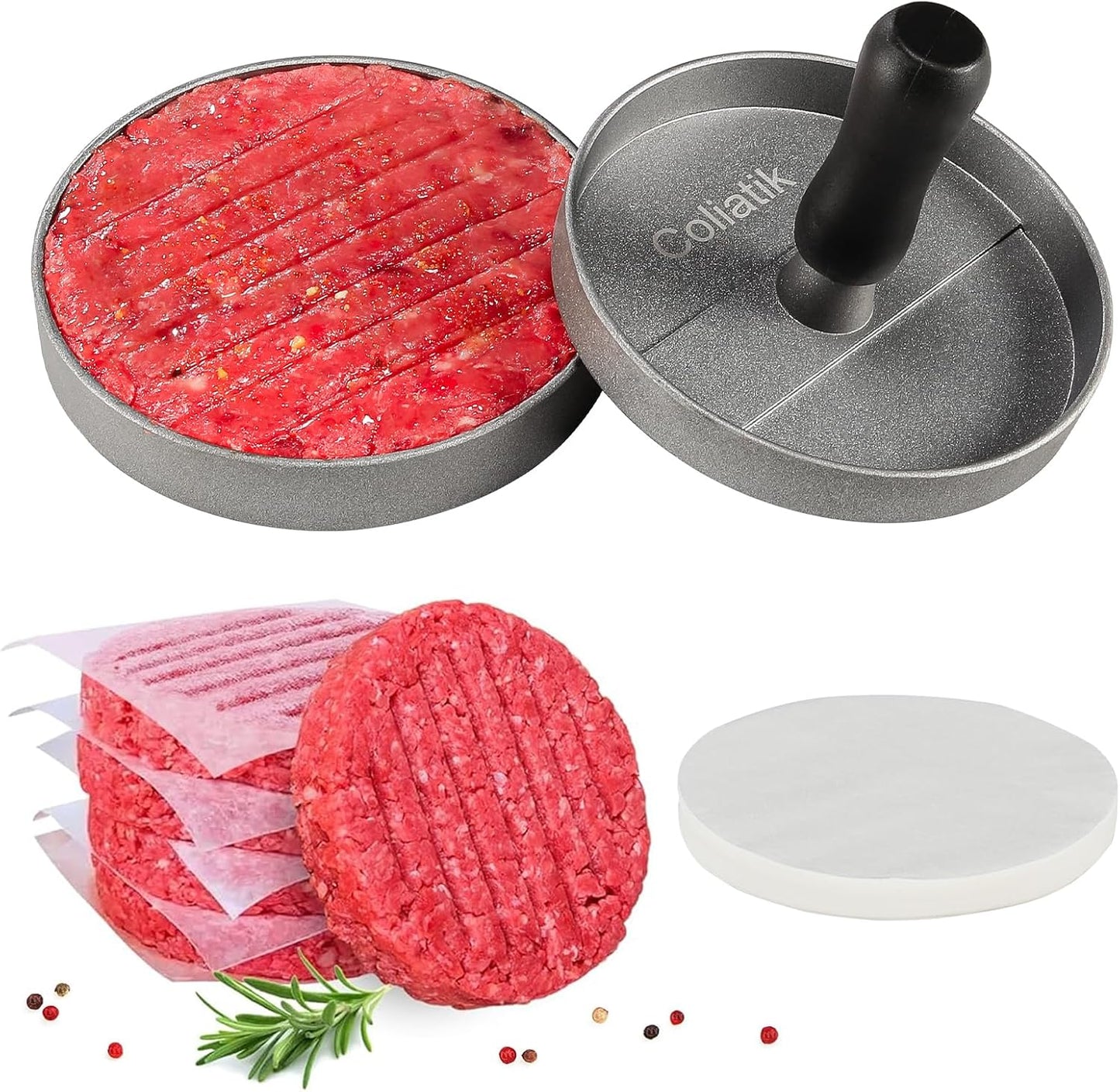 Molde antiadherente aluminio para hamburguesas 100 papeles gratis