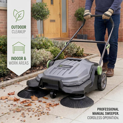 Barredora manual hojas 26pulg contenedor 5gal patio garaje