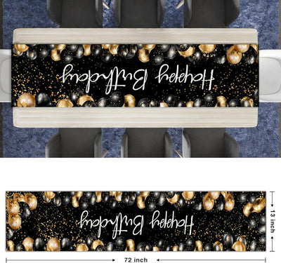 Camino de mesa negro y dorado vintage 13x72 pulgadas para cumpleaños y hogar