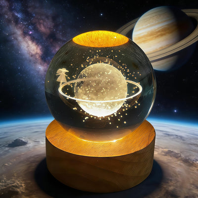 Luz nocturna bola cristal 3D niña estrellas USB regalo