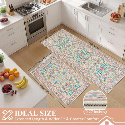 Set 2 Alfombras Cocina Antideslizante 24x36 y 24x71 Beige