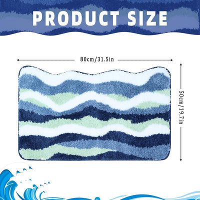 Tapete baño suave antideslizante olas océano 19.7x31.5pulg