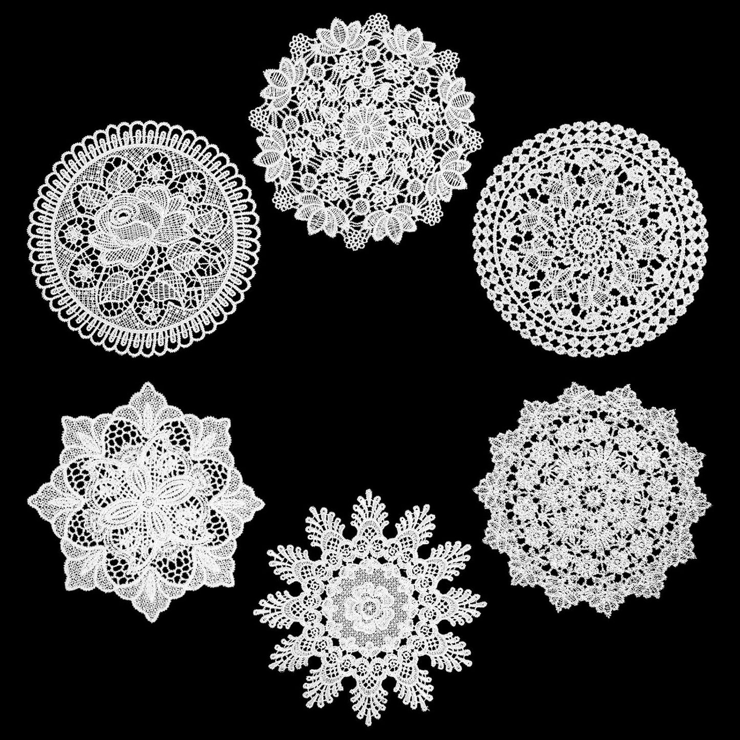 6 Manteles Redondos Encaje Vintage para Mesa 6pulg Cocina Comedor