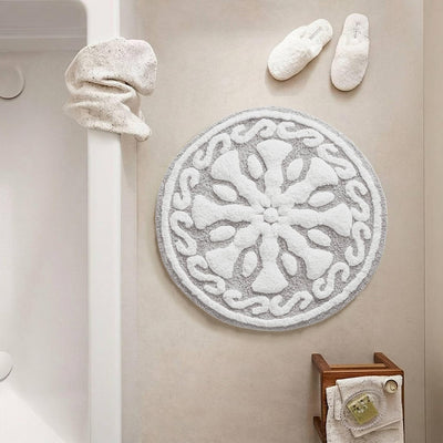 Alfombra baño algodón felpa patrón floral 25pulg
