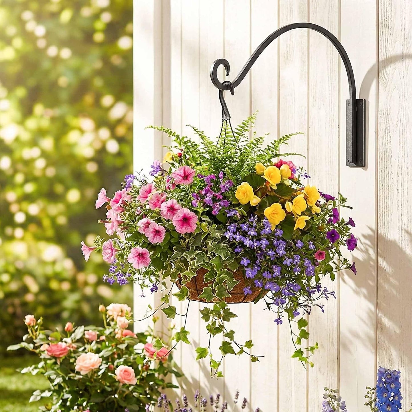 Soporte para plantas colgantes forjado 16pulg negro 80lb