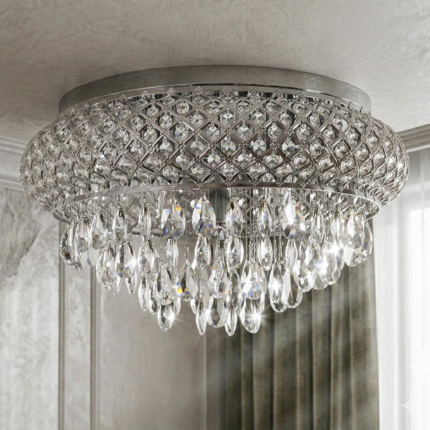 Candelabro cristal 19.5pulg lámpara techo 5 luces estilo francés