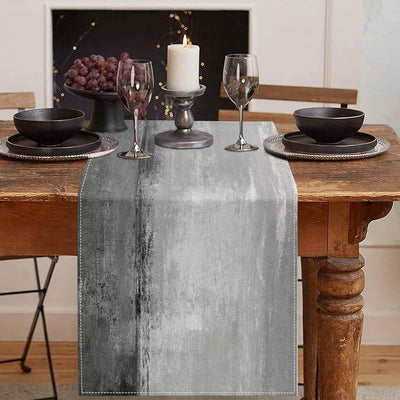 Camino mesa granja arte abstracto gris blanco 13x72pulg