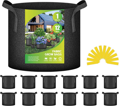 12 Pzas Macetas Tela No Tejida 1gal con Asas para Plantas