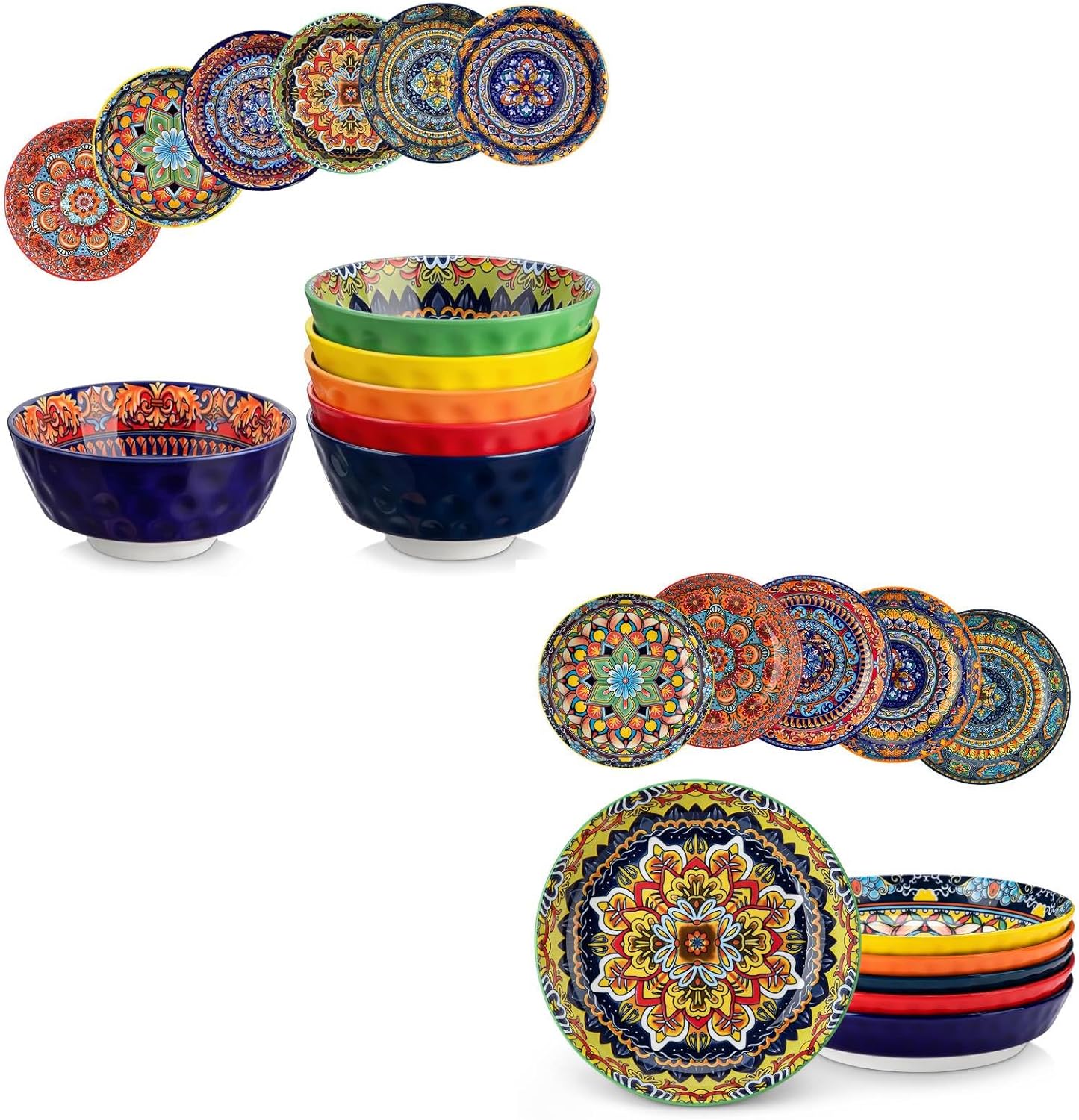 Set 6 Cuencos Porcelana Bohemios 32oz Para Cereales