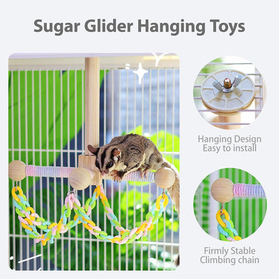 Juguetes colgantes madera natural para Sugar Glider