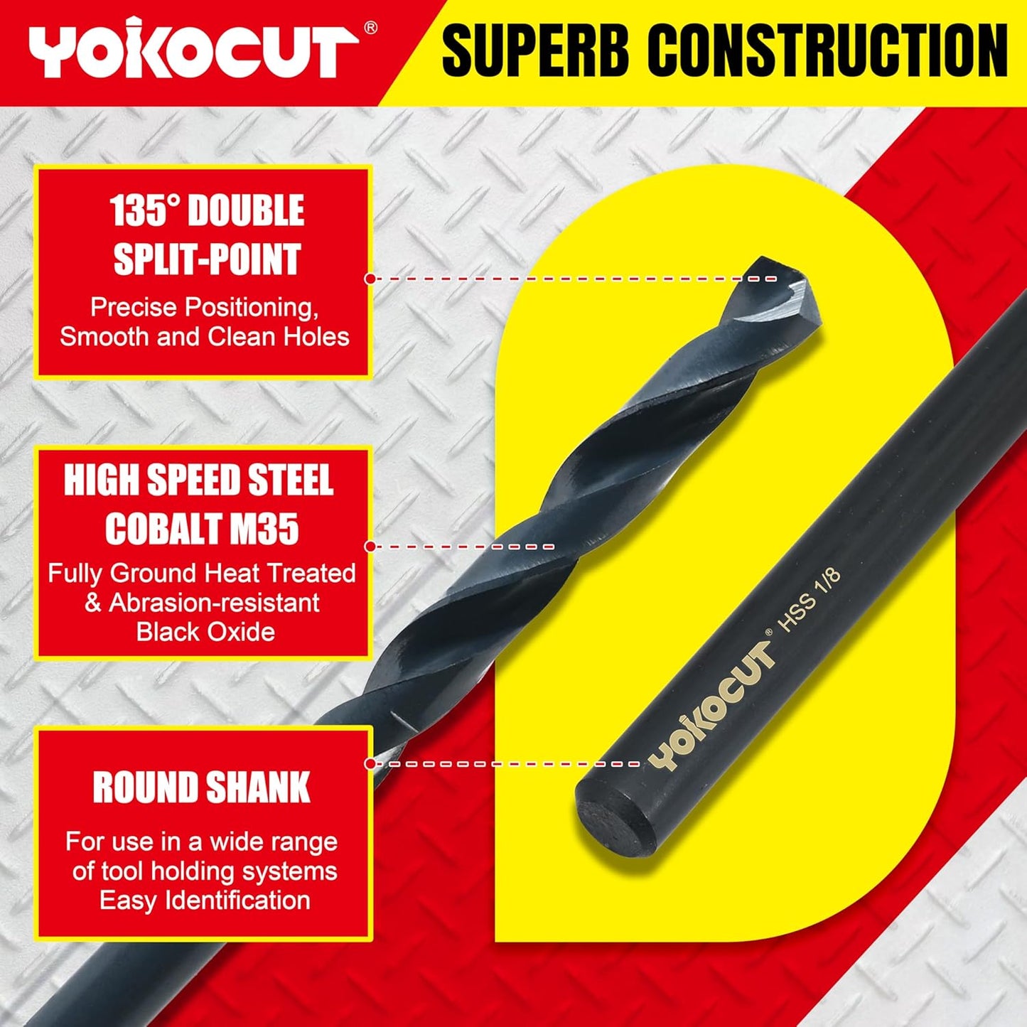 Broca 1/8x6 pulg revestimiento negro para acero y madera pack