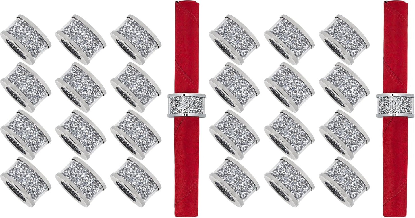 Set 12 servilleteros diamante plateado con marco cristal