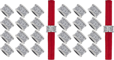 Set 12 servilleteros diamante plateado con marco cristal
