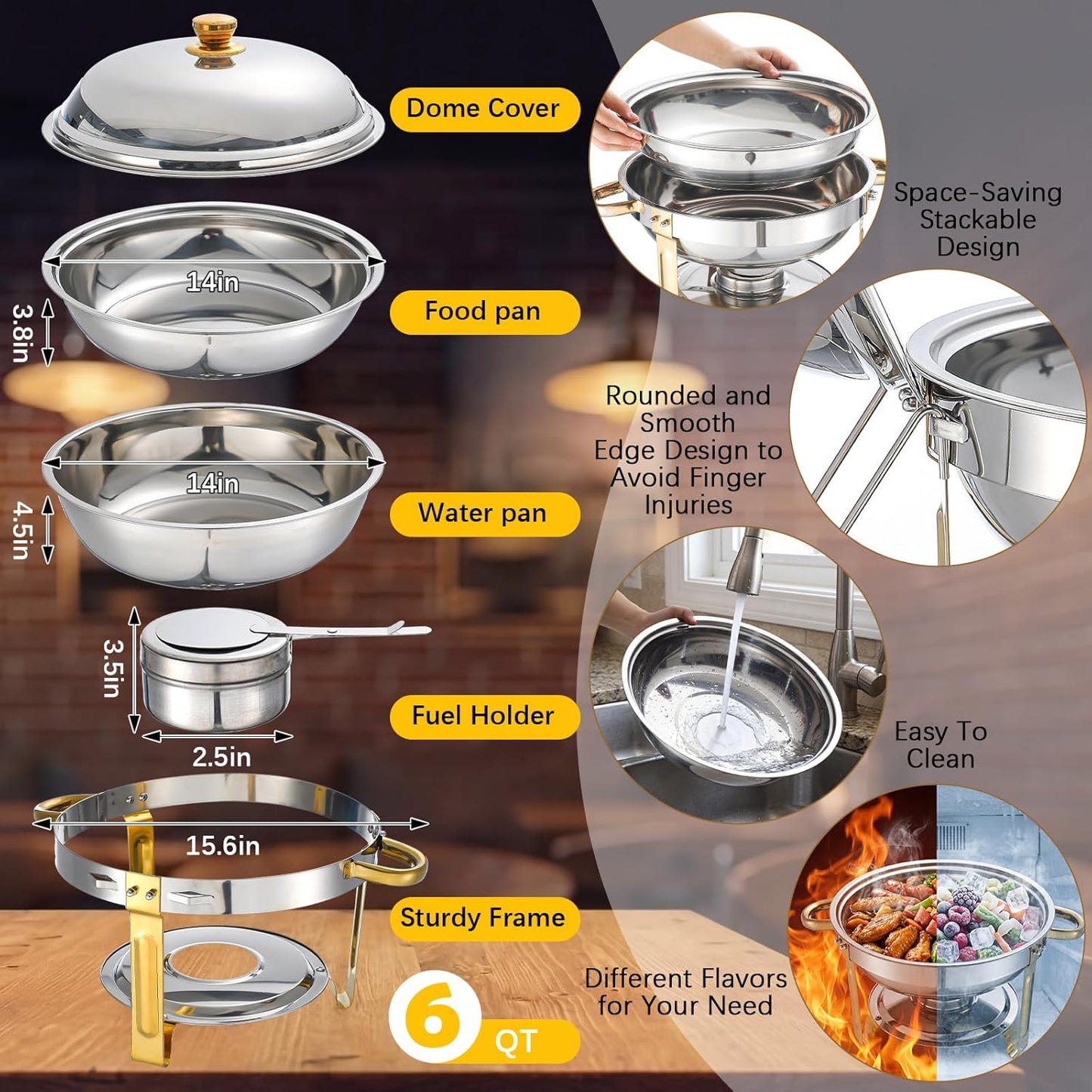 Set 2 Pzas Platos Acero Inox 4 Bandejas Metal