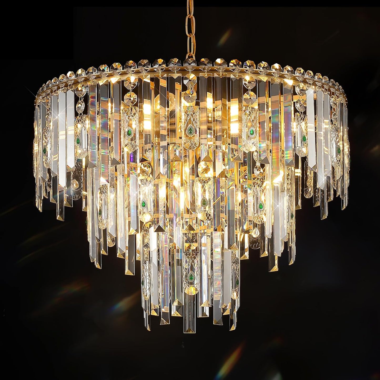 Candelabros cristal dorado 24pulg modernos 12 luces