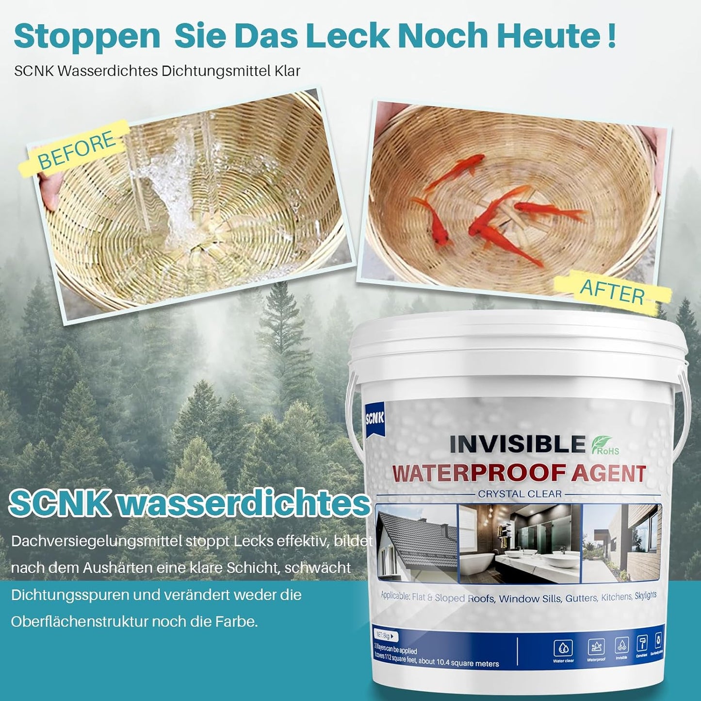 Sellador impermeable transparente para techos y paredes 282oz