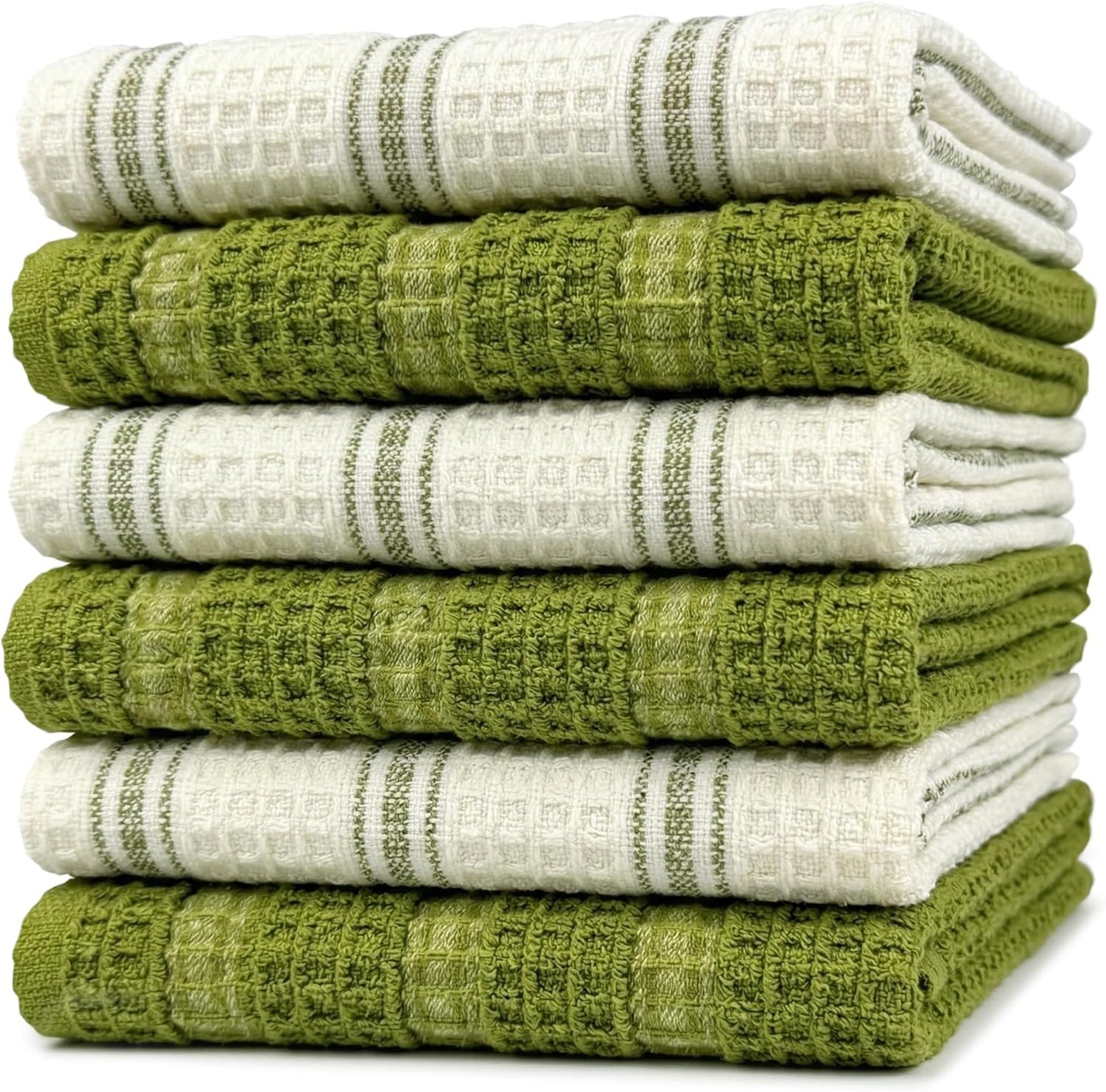 Set 6 Toallas cocina absorbentes algodón 16x27pulg verde