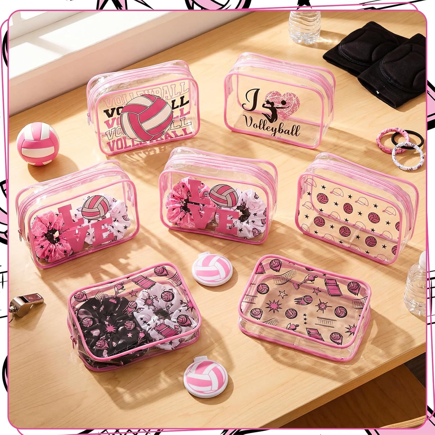 36 Pzas Regalos Niña Voleibol Rosa Bolsas Maquillaje Coleteros Cepillos