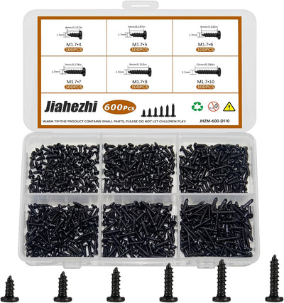 Set 600 s tornillos autorroscantes M1.7x4-10 acero carbono negro