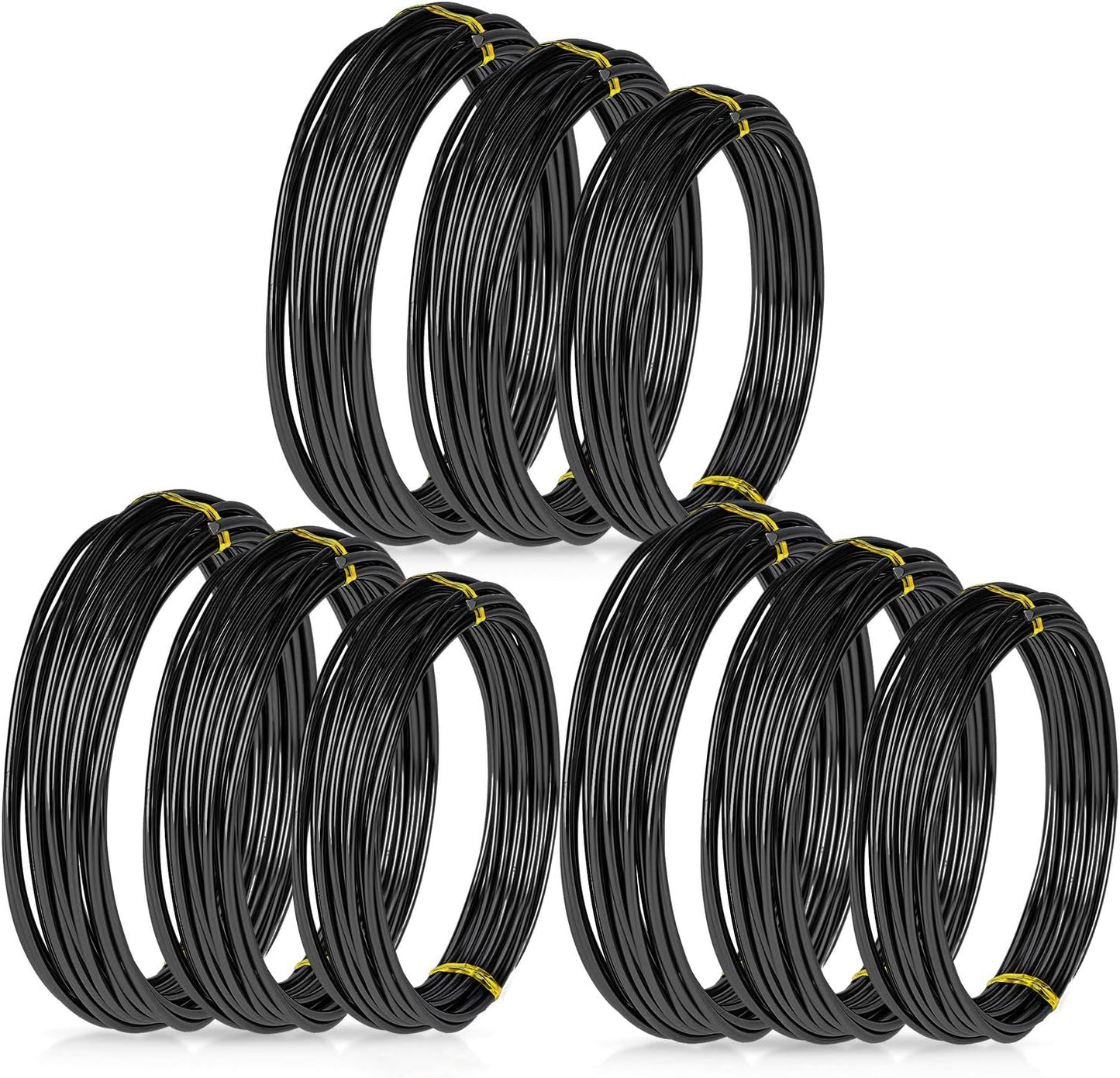9 Rollos Alambre Bonsái Aluminio Anodizado 147ft Negro