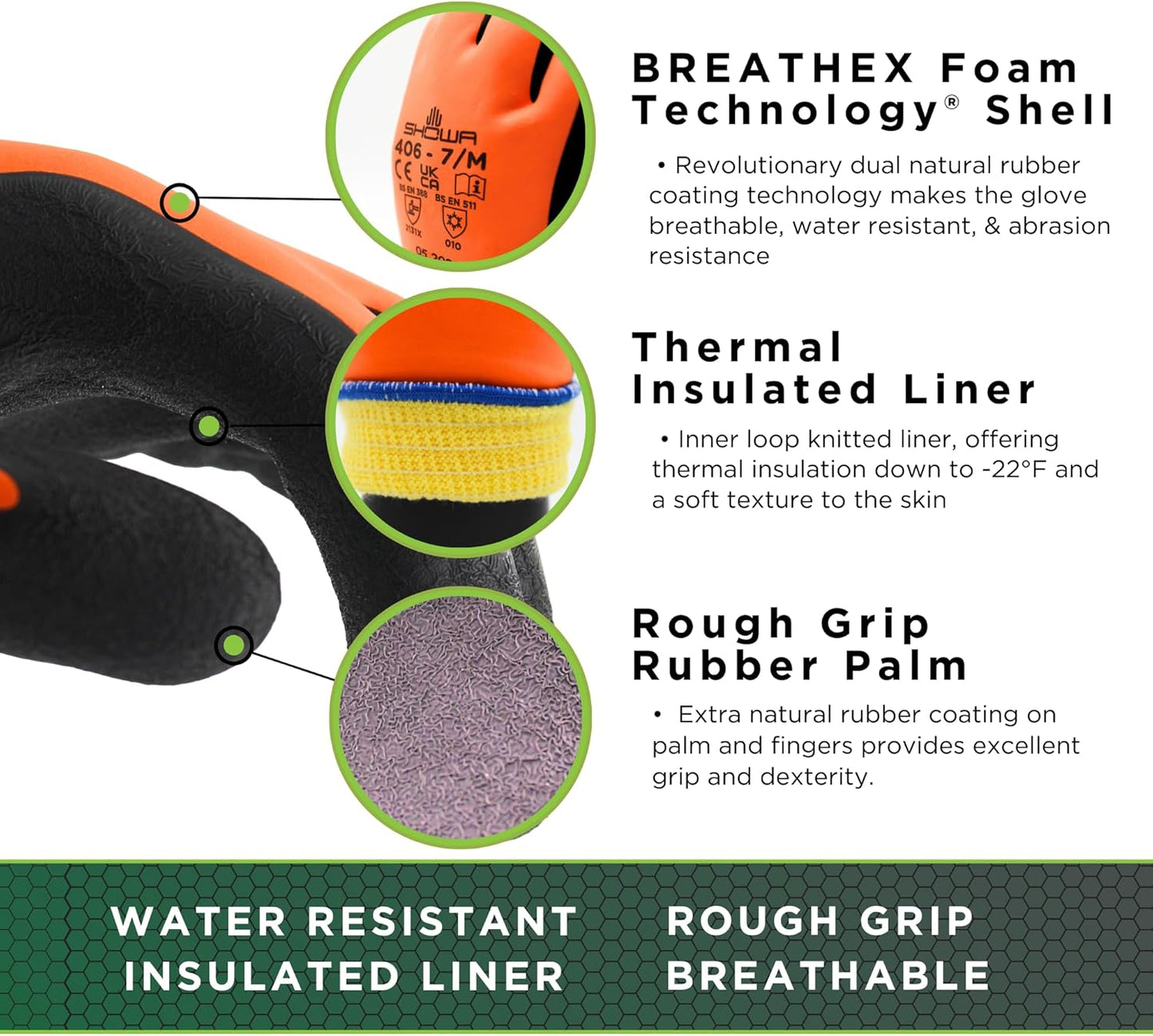 Guantes trabajo invierno caucho natural forrado nylon