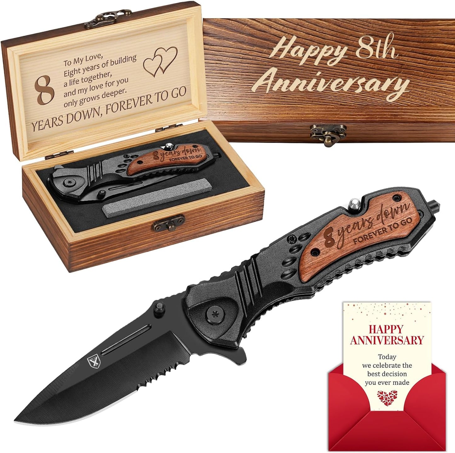 Cuchillo grabado aniversario 8º año para él