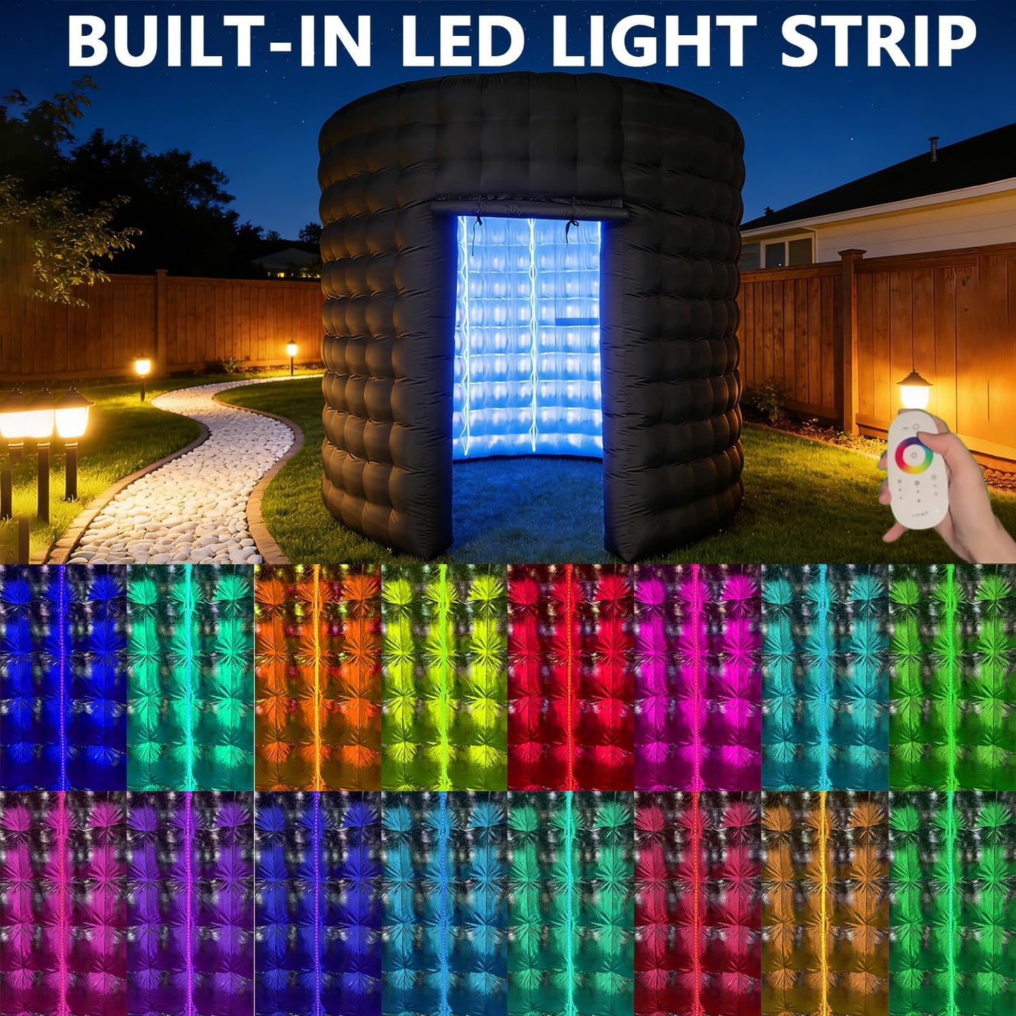 Recinto inflable LED redondo 10 pies con telón 360 bodas fiestas