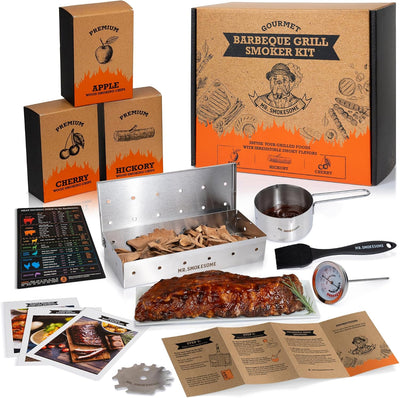 Set parrilla ahumada madera 12 pzas regalo hombres