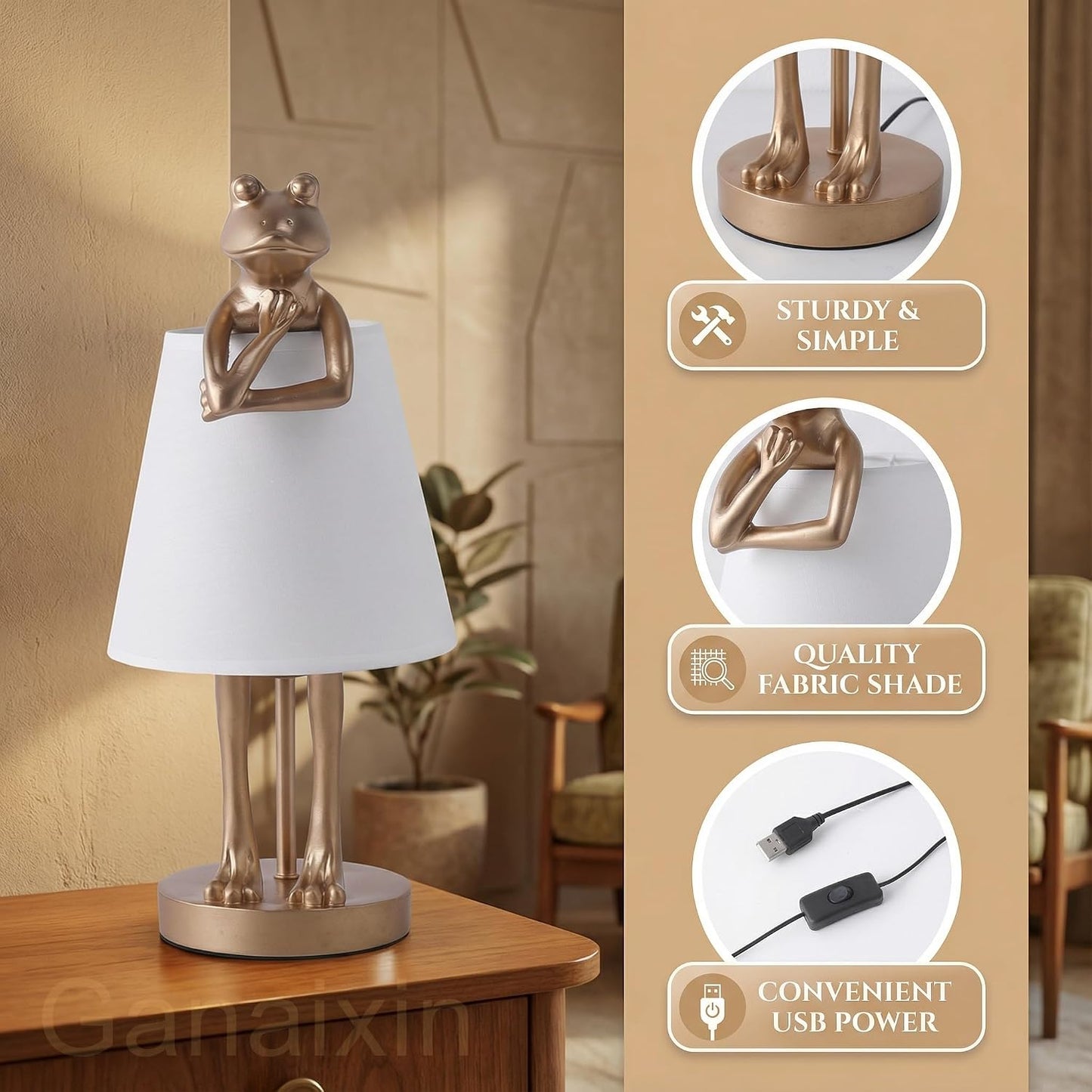 Lámpara mesa rana LED 12W con base E12 3 vías