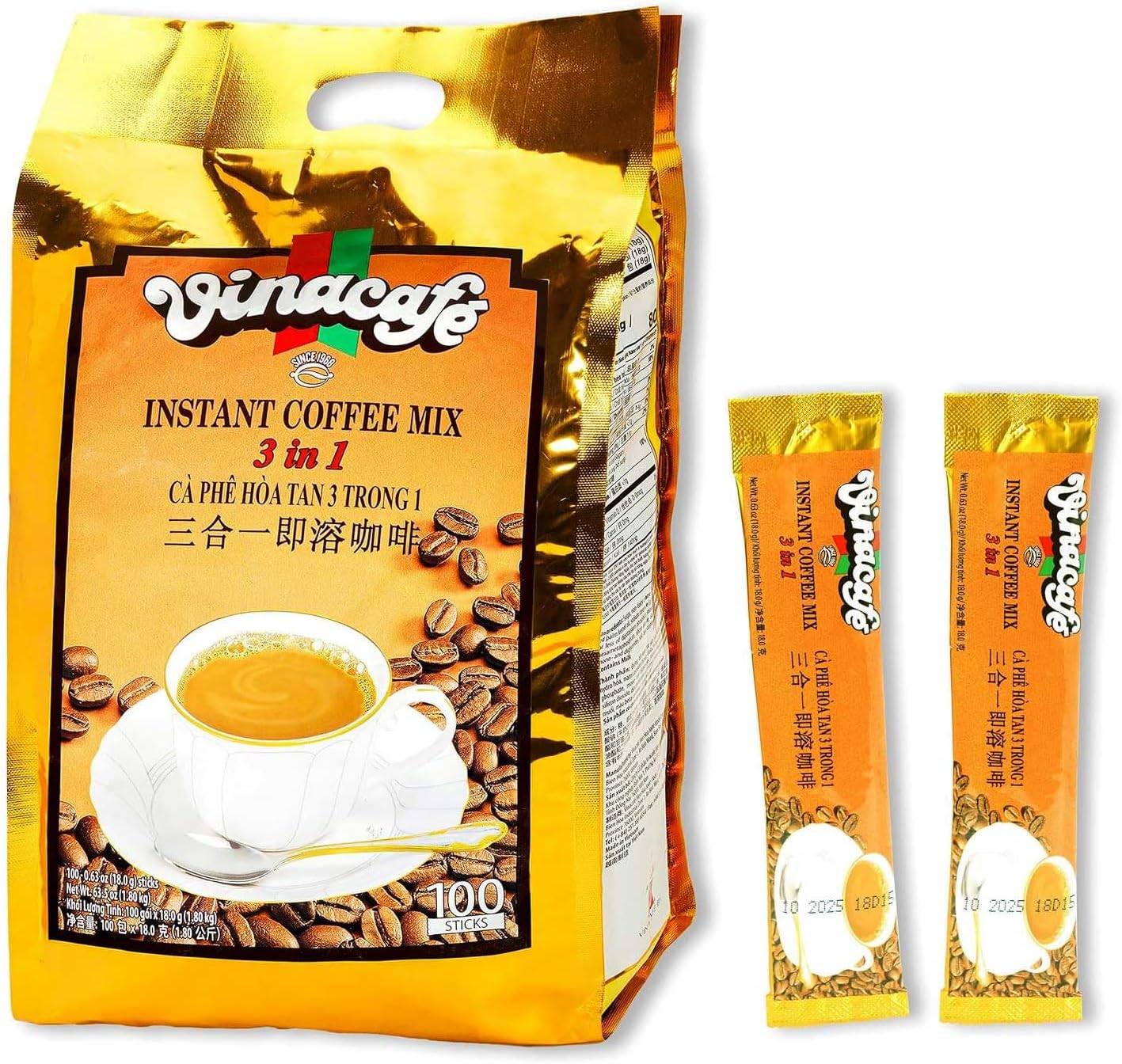 Mezcla de café instantáneo vietnamita 3 en 1 medio suave