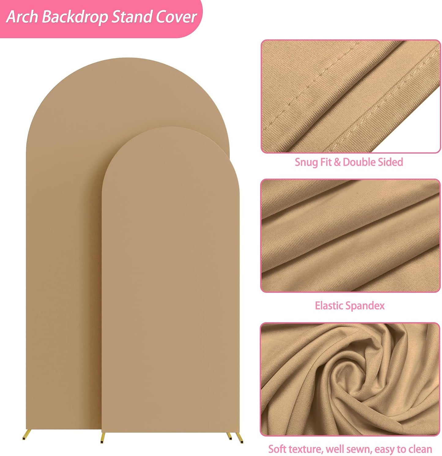 Funda arco boda 7.2ft Spandex caqui 6ft ajustado juego 2