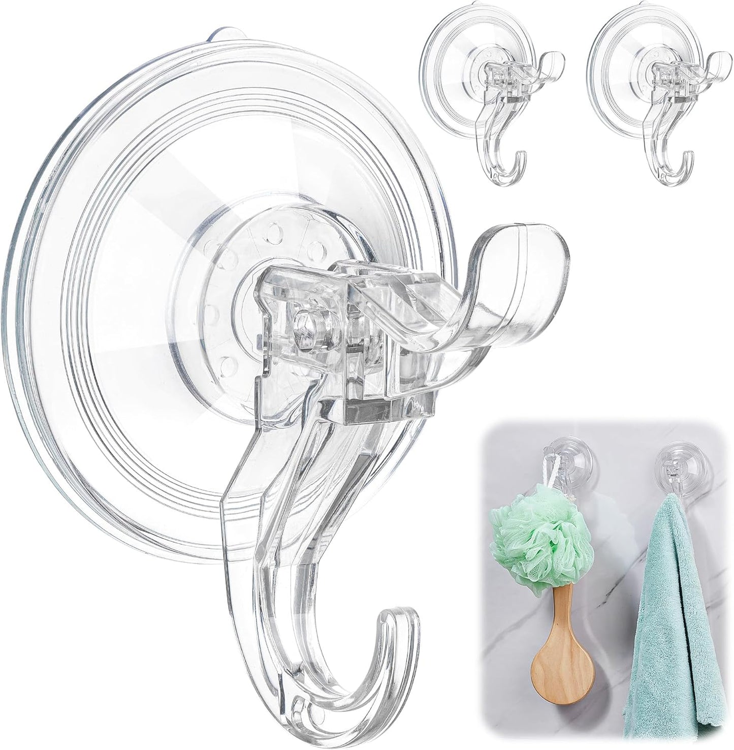 Ganchos ventosa ducha set 3 transparentes reutilizables